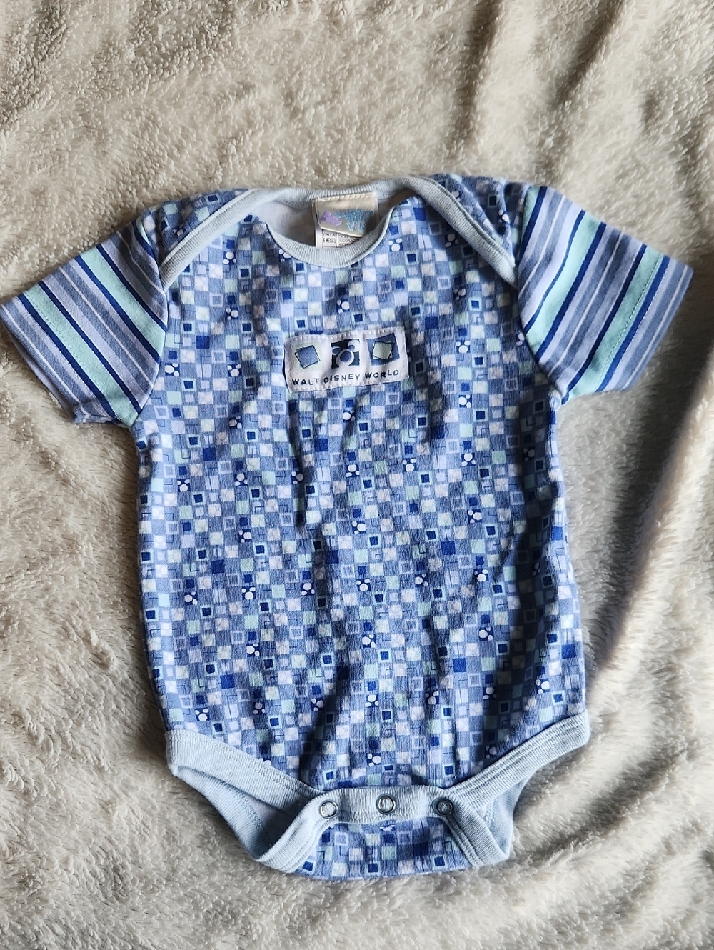 Walt Disney World Baby Blue Mickey Print Bodysuit